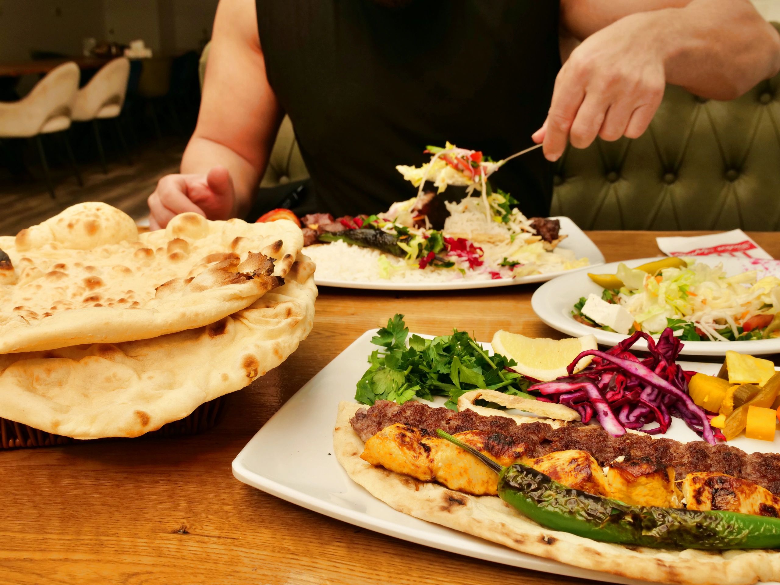 Global cuisine dishes arranged on a table